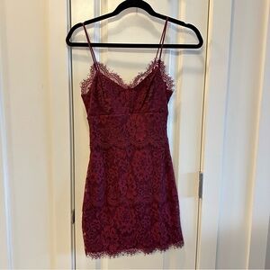 Topshop red lace mini dress